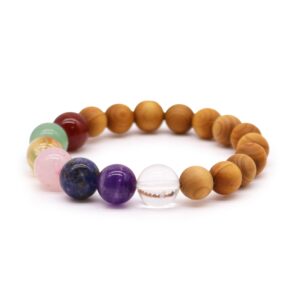 Bracciale in Legno di Cedro con i Sette Chakra – Equilibrio, Energia e Armonia