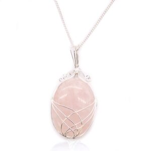 Collana Swirl Wrapped con Pietra Preziosa – Quarzo Rosa
