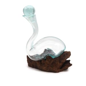Decanter per Vino in Vetro Fuso su Legno