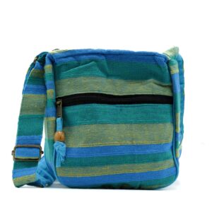 Grande Borsa a Tracolla Nepal (Tracolla Regolabile) – Spring Meadows Verde & Blu
