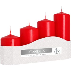 Set di Candele a Colonna 50 mm (11/16/22/33H) (4 pezzi) – Rosso
