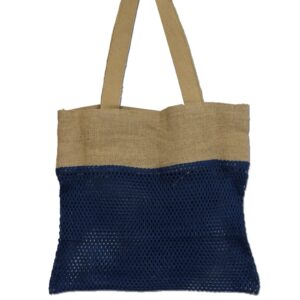 Borsa in pura juta e rete di cotone - Denim