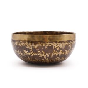 Campana tibetana da 16 cm incisa con mantra