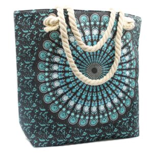 Borsa Mandala con manico in corda - Blu Intenso