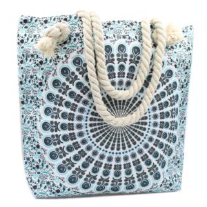 Borsa Mandala con manico in corda - Azzurro Cielo
