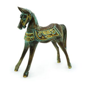 Grande Cavallo in Oro e Turchese – 32 cm
