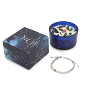 Candela Cristallo Zodiacale con Bracciale in Gemme – Gemelli
