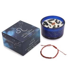 Candela di Cristallo Zodiacale con Bracciale in Gemme – Leone