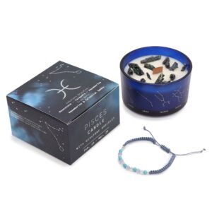 Candela di cristallo zodiacale con bracciale di gemme - Pesci