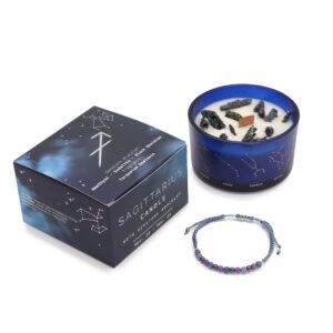 Candela di Cristallo Zodiacale con Bracciale in Gemme – Sagittario