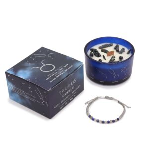 Candela di Cristallo Zodiacale con Bracciale in Gemme – Toro