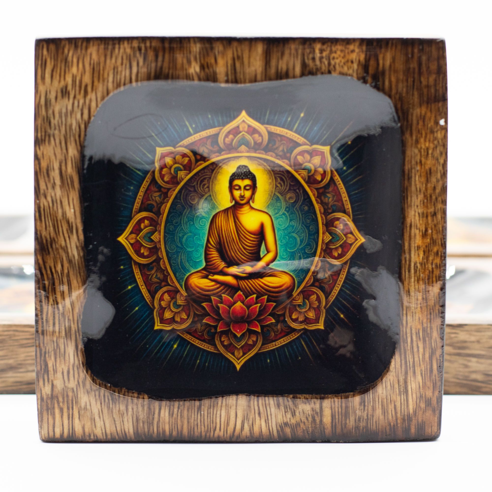 Set di vassoi smaltati in mango di grandi dimensioni - Buddha - immagine 3