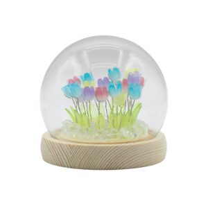 Cupola decorativa floreale luminosa con 20 tulipani multicolore - LED USB
