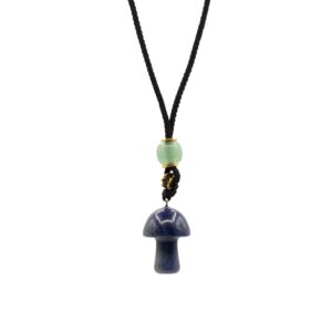 Collana con cordino e pendente in pietra – Fungo in sodalite
