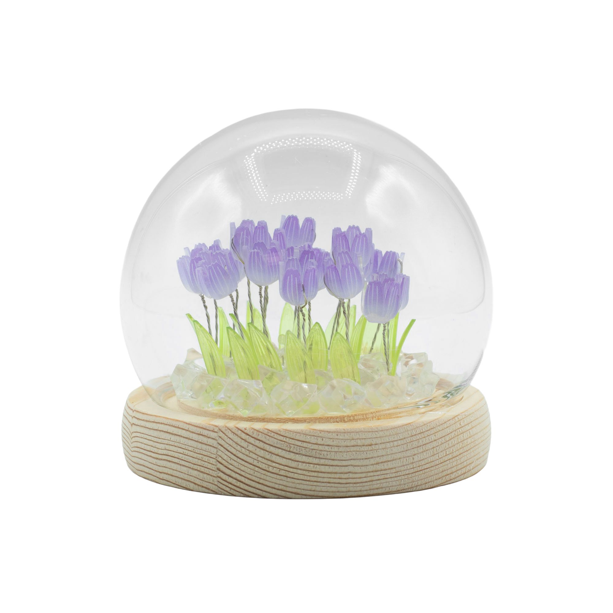 Cupola decorativa floreale luminosa con 20 tulipani - LED USB