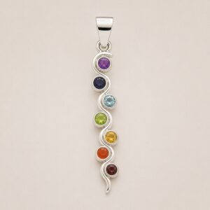 Pendente devozionale indiano – Placcato in argento (cordino 45 cm) – Serpente Chakra